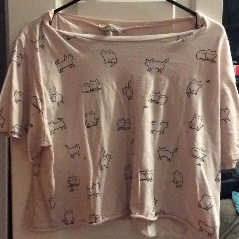 Pink, cat crop top
